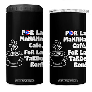 Por La Mañana Cafe 4 in 1 Can Cooler Tumbler Puerto Rican Music Lover Coffee Fan TS14 One Size: 16 oz Black Print Your Wear