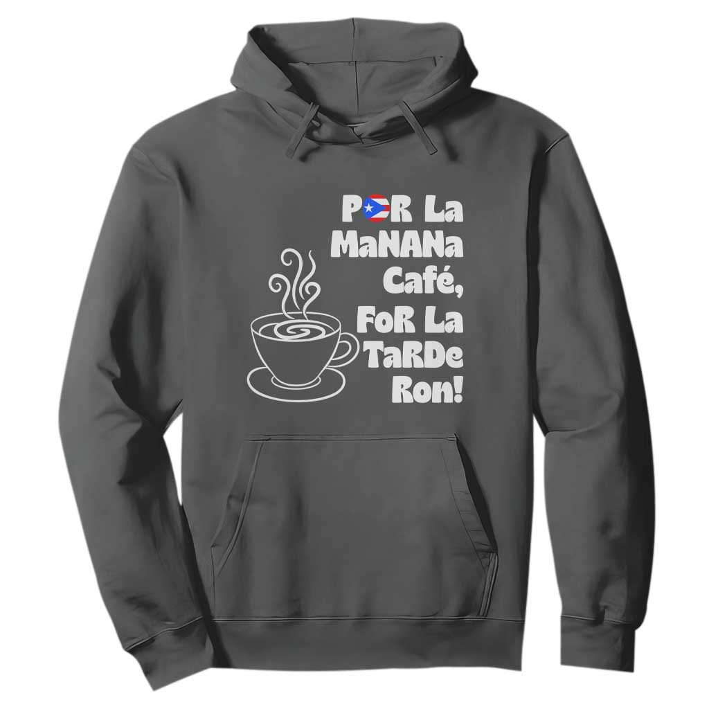 Por La Mañana Cafe Hoodie Puerto Rican Music Lover Coffee Fan TS14 Dark Heather Print Your Wear
