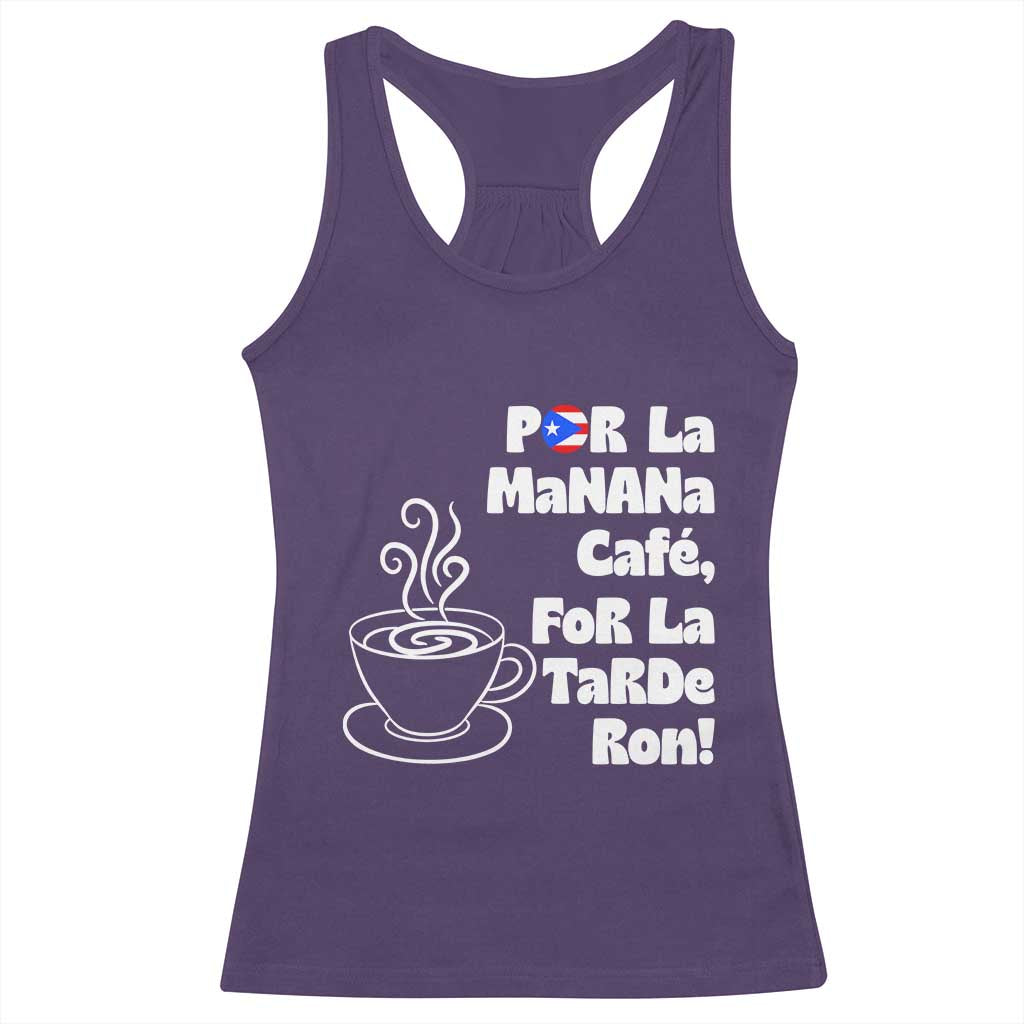 Por La Mañana Cafe Racerback Tank Top Puerto Rican Music Lover Coffee Fan TS14 Purple Print Your Wear