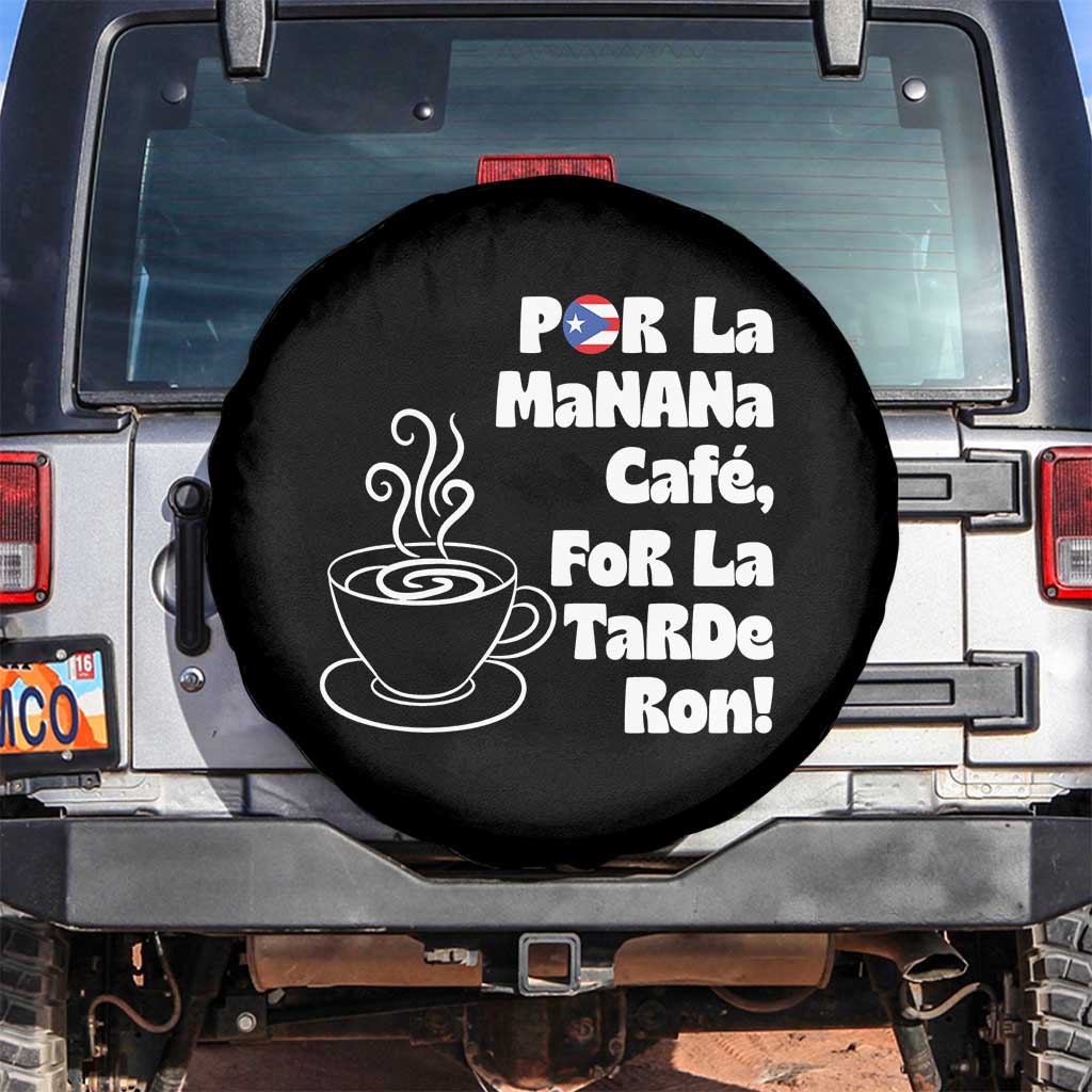 Por La Mañana Cafe Spare Tire Cover Puerto Rican Music Lover Coffee Fan TS14 No hole Black Print Your Wear