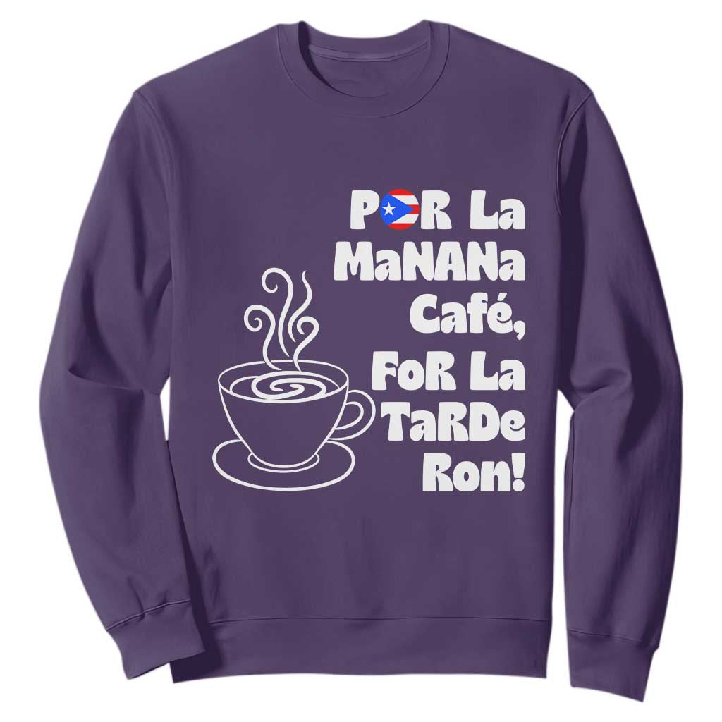 Por La Mañana Cafe Sweatshirt Puerto Rican Music Lover Coffee Fan TS14 Purple Print Your Wear