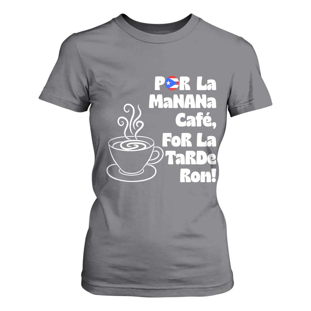 Por La Mañana Cafe T Shirt For Women Puerto Rican Music Lover Coffee Fan TS14 Charcoal Print Your Wear