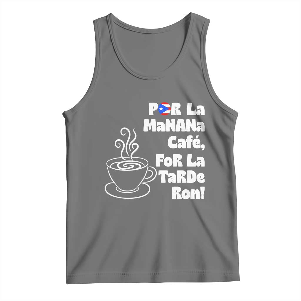 Por La Mañana Cafe Tank Top Puerto Rican Music Lover Coffee Fan TS14 Black Heather Print Your Wear