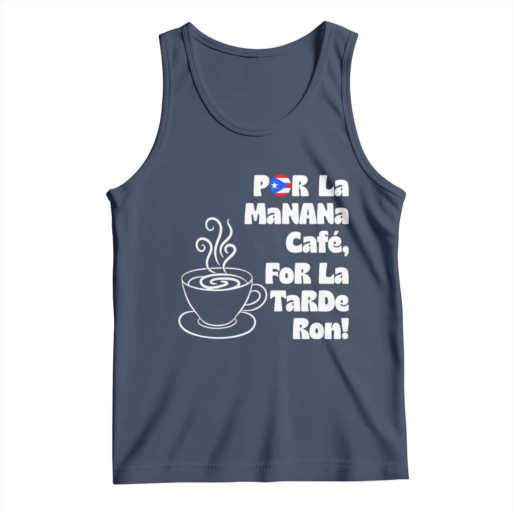 Por La Mañana Cafe Tank Top Puerto Rican Music Lover Coffee Fan TS14 Navy Print Your Wear