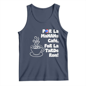 Por La Mañana Cafe Tank Top Puerto Rican Music Lover Coffee Fan TS14 Navy Print Your Wear