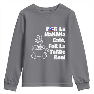 Por La Mañana Cafe Youth Sweatshirt Puerto Rican Music Lover Coffee Fan TS14 Charcoal Print Your Wear