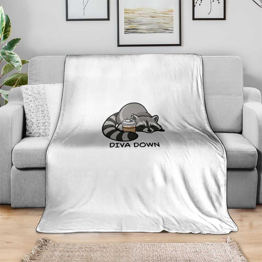 Diva Down Throw Blanket Funny Raccoon Relaxed TS14 Print Your Wear