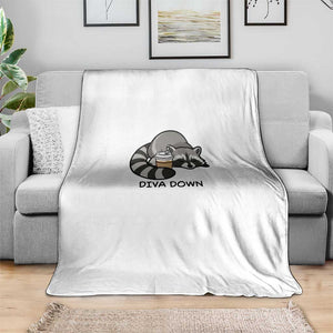 Diva Down Throw Blanket Funny Raccoon Relaxed TS14 Print Your Wear