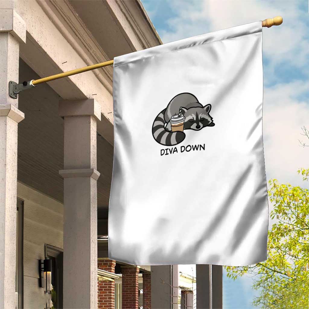 Diva Down Garden Flag Funny Raccoon Relaxed TS14 Print Your Wear