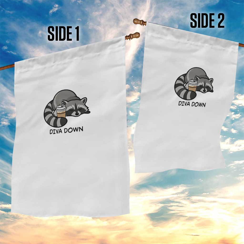 Diva Down Garden Flag Funny Raccoon Relaxed TS14 Print Your Wear