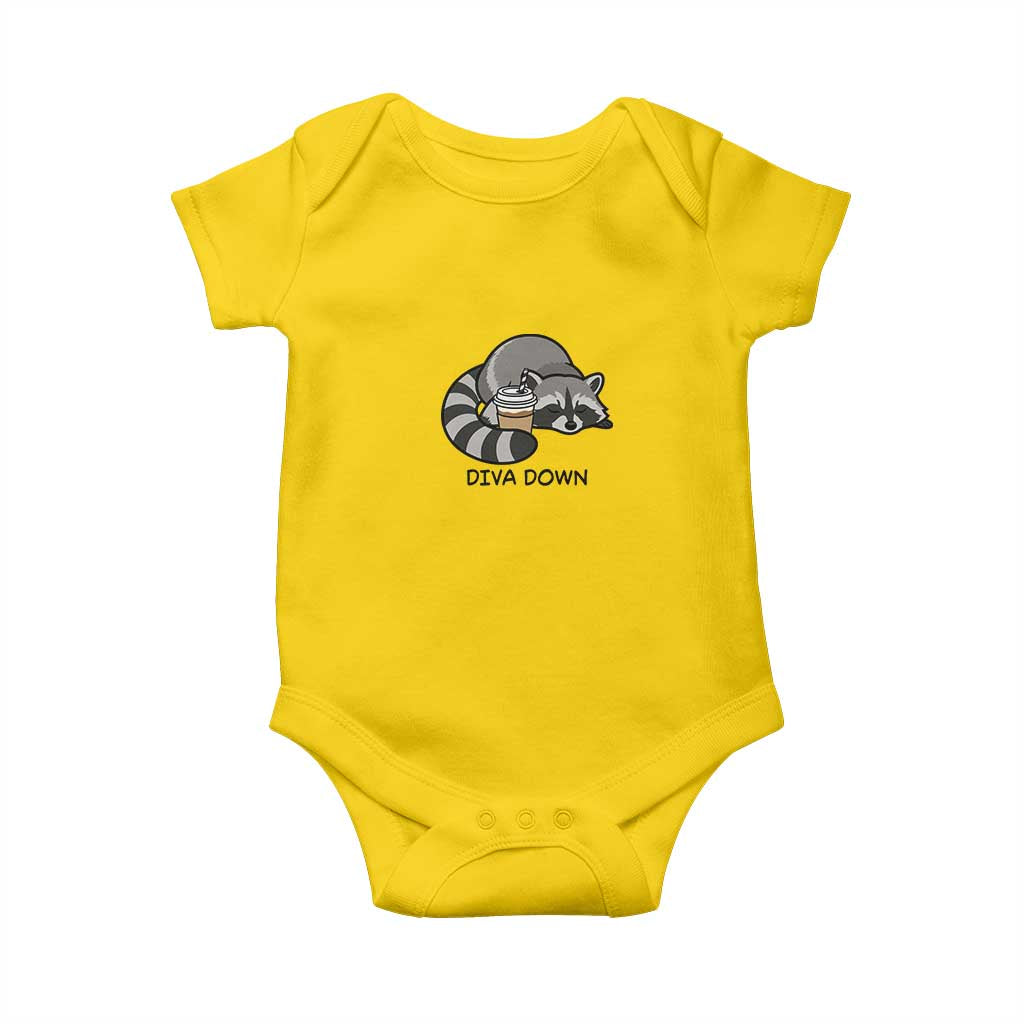 Diva Down Baby Onesie Funny Raccoon Relaxed TS14 Daisy Print Your Wear