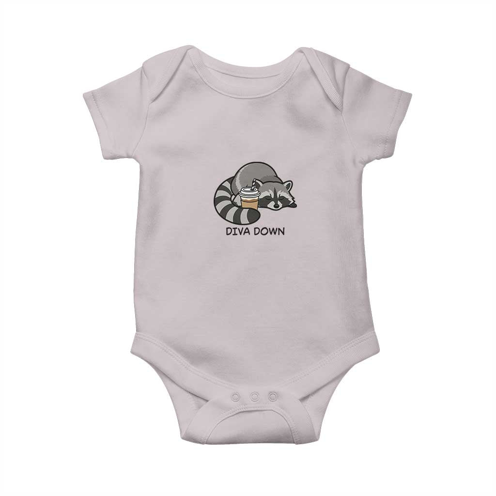 Diva Down Baby Onesie Funny Raccoon Relaxed TS14 Ice Gray Print Your Wear