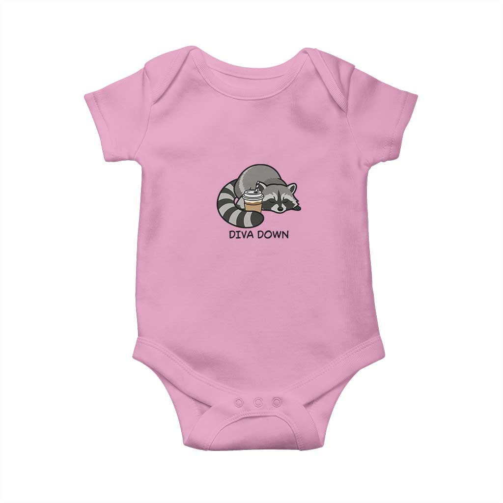 Diva Down Baby Onesie Funny Raccoon Relaxed TS14 Light Pink Print Your Wear