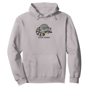 Diva Down Hoodie Funny Raccoon Relaxed TS14 Ice Gray Print Your Wear