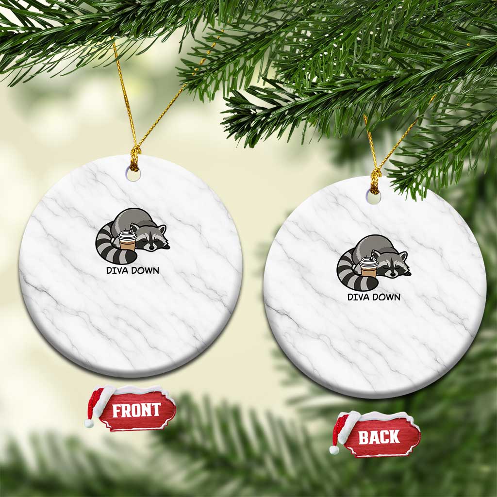 Diva Down Ceramic Ornament Funny Raccoon Relaxed TS14 1pc White Marble Print Your Wear