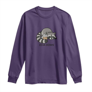 Diva Down Long Sleeve Shirt Funny Raccoon Relaxed TS14 Purple Print Your Wear