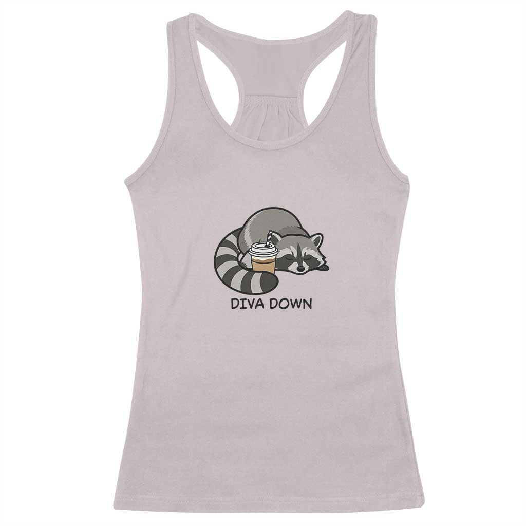 Diva Down Racerback Tank Top Funny Raccoon Relaxed TS14 Ice Gray Print Your Wear