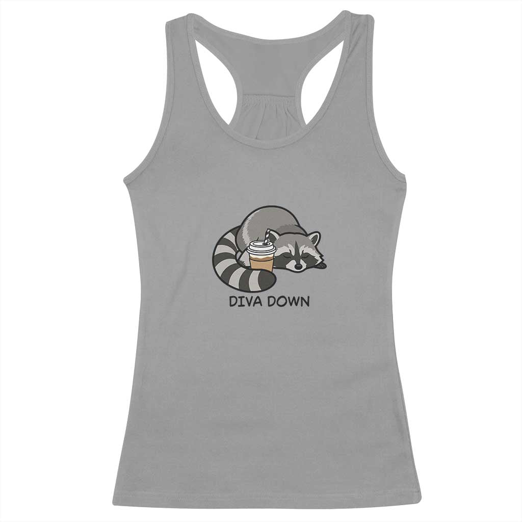 Diva Down Racerback Tank Top Funny Raccoon Relaxed TS14 Sport Gray Print Your Wear