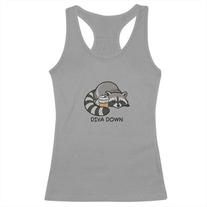 Diva Down Racerback Tank Top Funny Raccoon Relaxed TS14 Sport Gray Print Your Wear