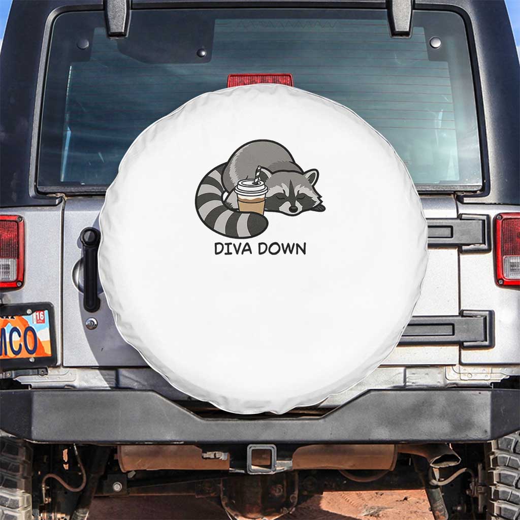 Diva Down Spare Tire Cover Funny Raccoon Relaxed TS14 No hole White Print Your Wear