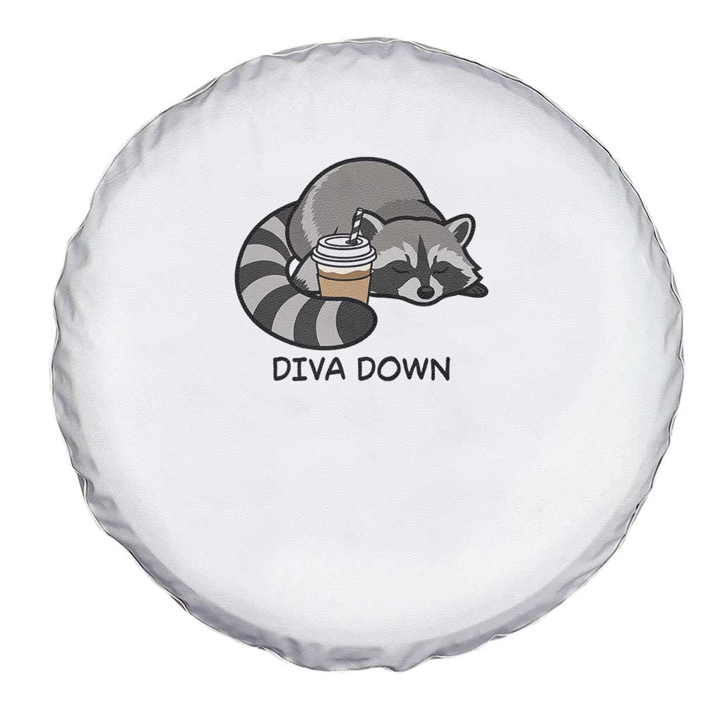 Diva Down Spare Tire Cover Funny Raccoon Relaxed TS14 Print Your Wear