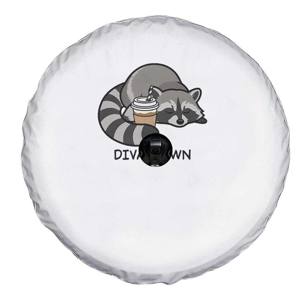 Diva Down Spare Tire Cover Funny Raccoon Relaxed TS14 Print Your Wear