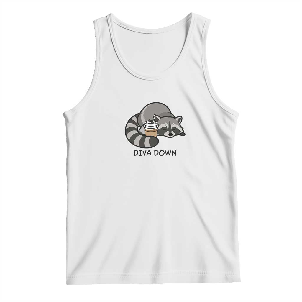 Diva Down Tank Top Funny Raccoon Relaxed TS14 White Print Your Wear