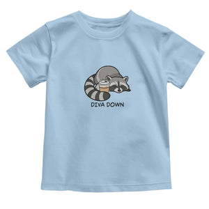 Diva Down Toddler T Shirt Funny Raccoon Relaxed TS14 Light Blue Print Your Wear