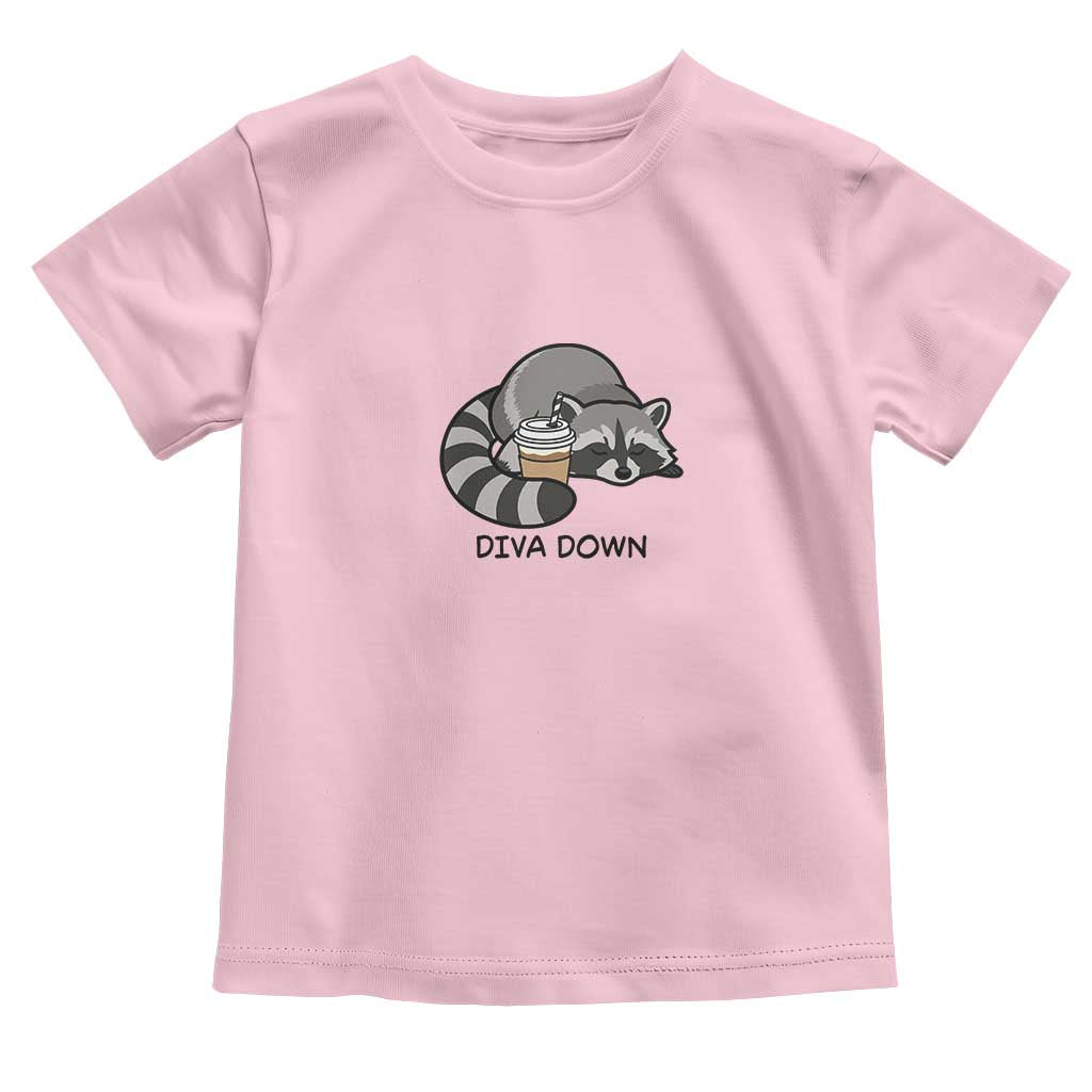 Diva Down Toddler T Shirt Funny Raccoon Relaxed TS14 Light Pink Print Your Wear