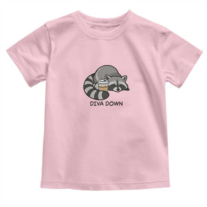 Diva Down Toddler T Shirt Funny Raccoon Relaxed TS14 Light Pink Print Your Wear