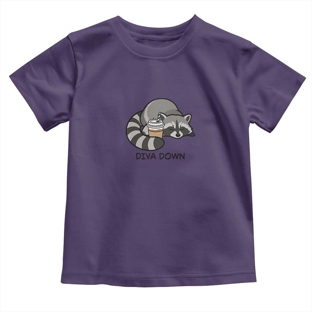 Diva Down Toddler T Shirt Funny Raccoon Relaxed TS14 Purple Print Your Wear
