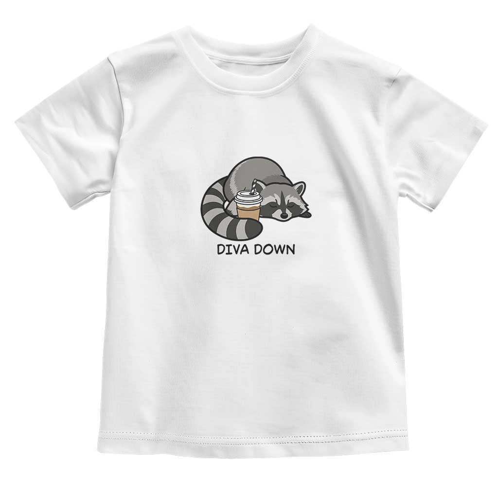 Diva Down Toddler T Shirt Funny Raccoon Relaxed TS14 White Print Your Wear