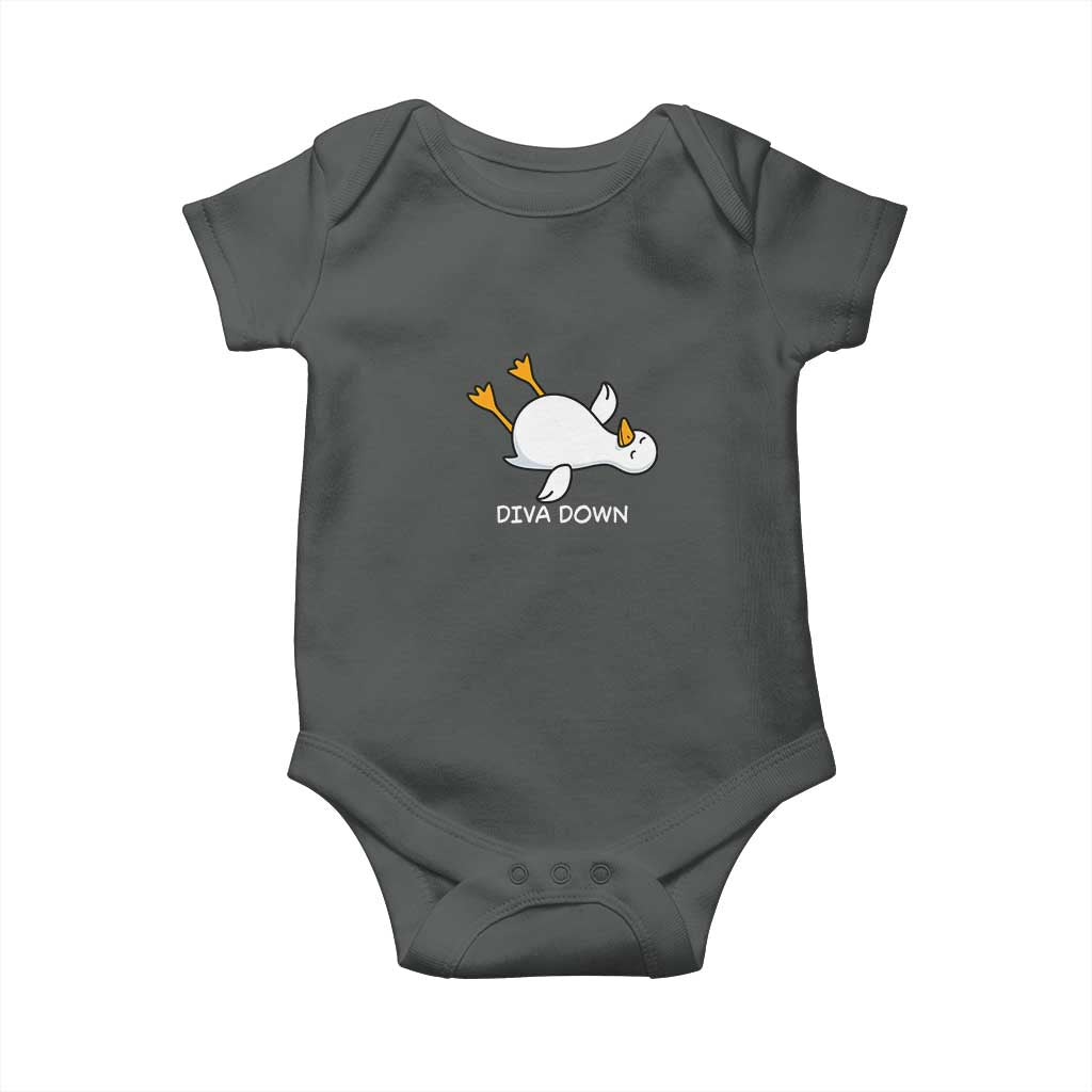 Diva Down Silly Goose Baby Onesie Funny Sarcastic Animal Meme TS14 Dark Heather Print Your Wear