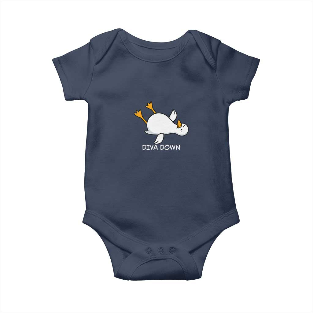 Diva Down Silly Goose Baby Onesie Funny Sarcastic Animal Meme TS14 Navy Print Your Wear