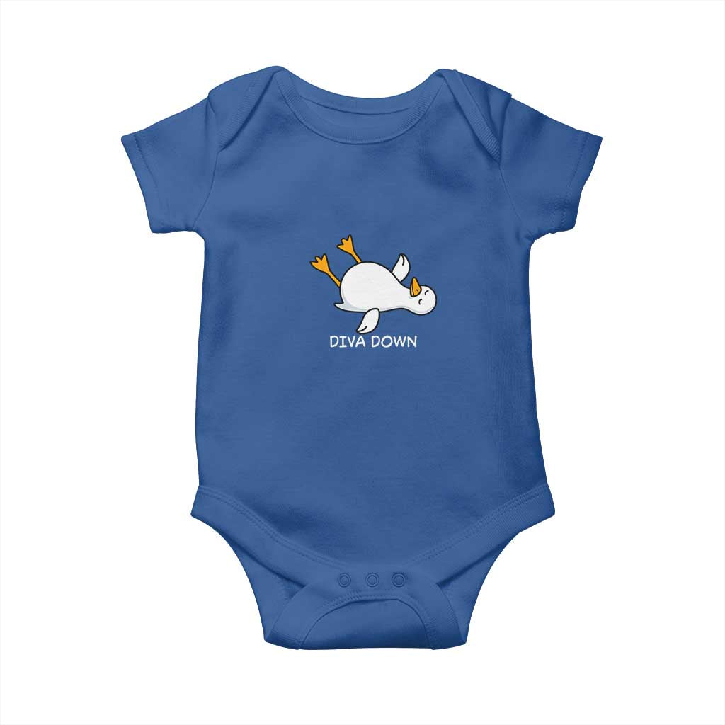 Diva Down Silly Goose Baby Onesie Funny Sarcastic Animal Meme TS14 Royal Blue Print Your Wear