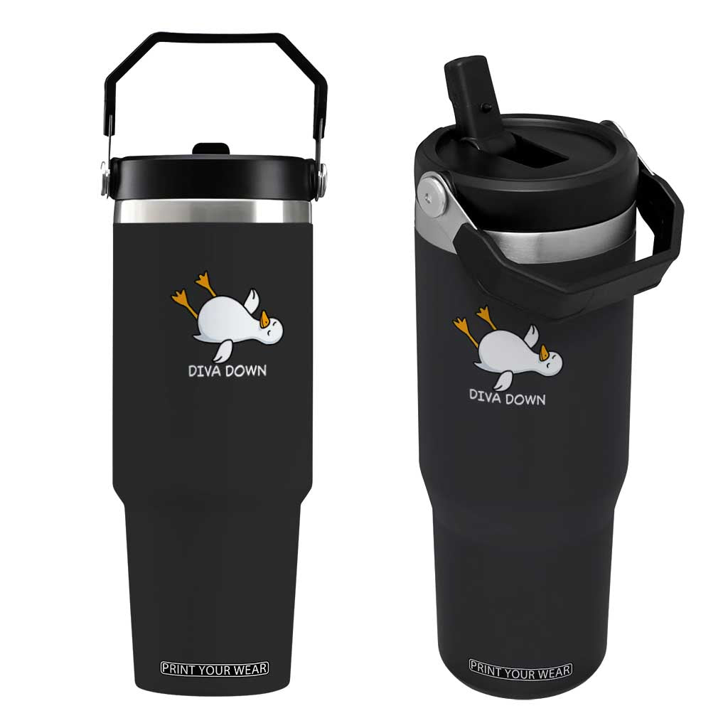 Diva Down Silly Goose Flip Straw Tumbler Funny Sarcastic Animal Meme TS14 One Size: 30 oz Black Print Your Wear