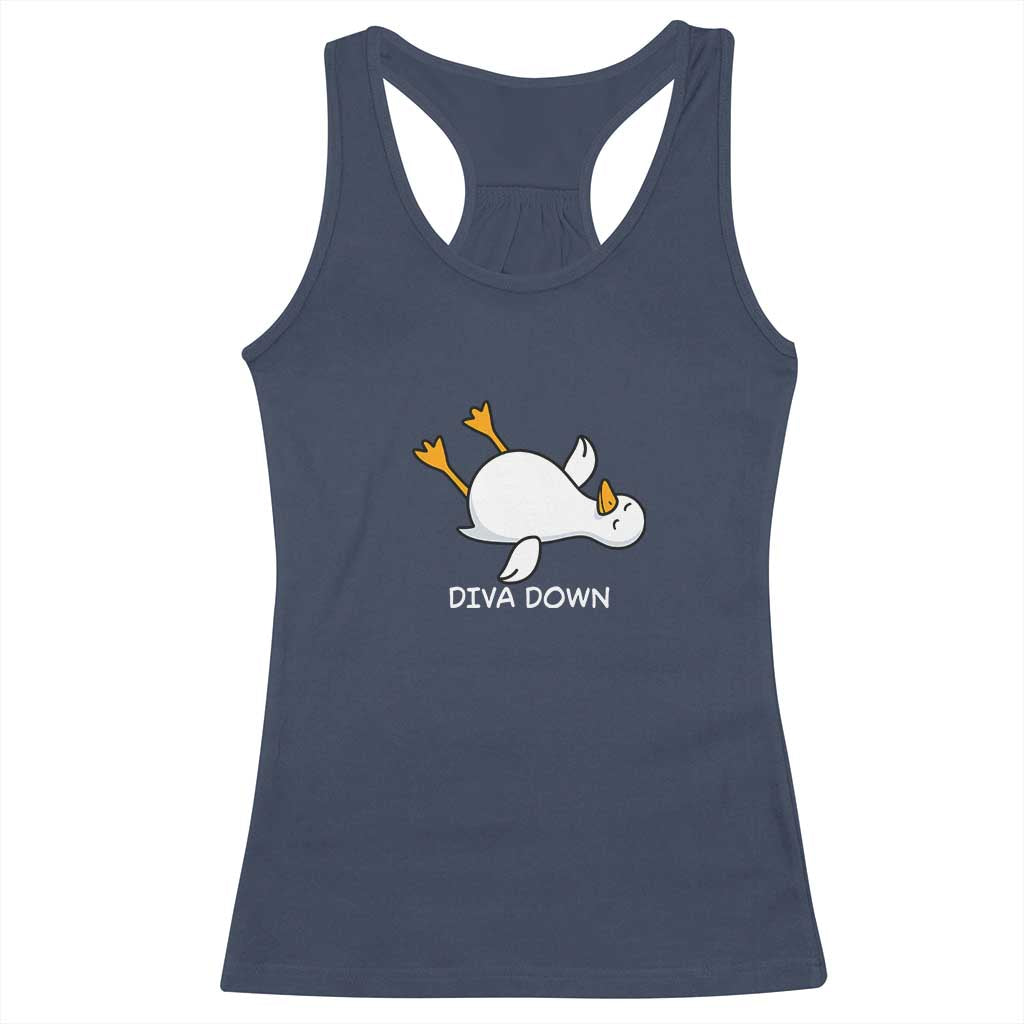 Diva Down Silly Goose Racerback Tank Top Funny Sarcastic Animal Meme TS14 Navy Print Your Wear