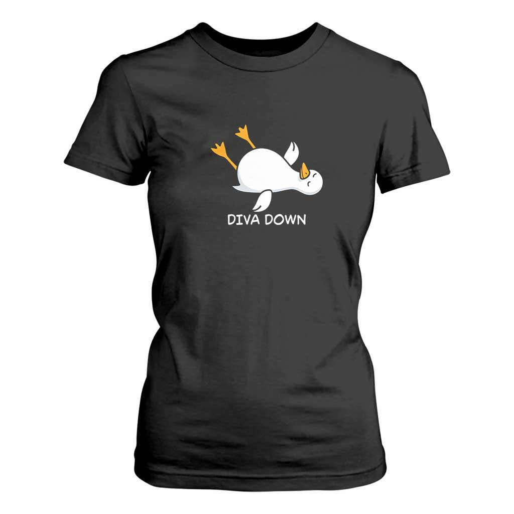 Diva Down Silly Goose T Shirt For Women Funny Sarcastic Animal Meme TS14 Black Print Your Wear