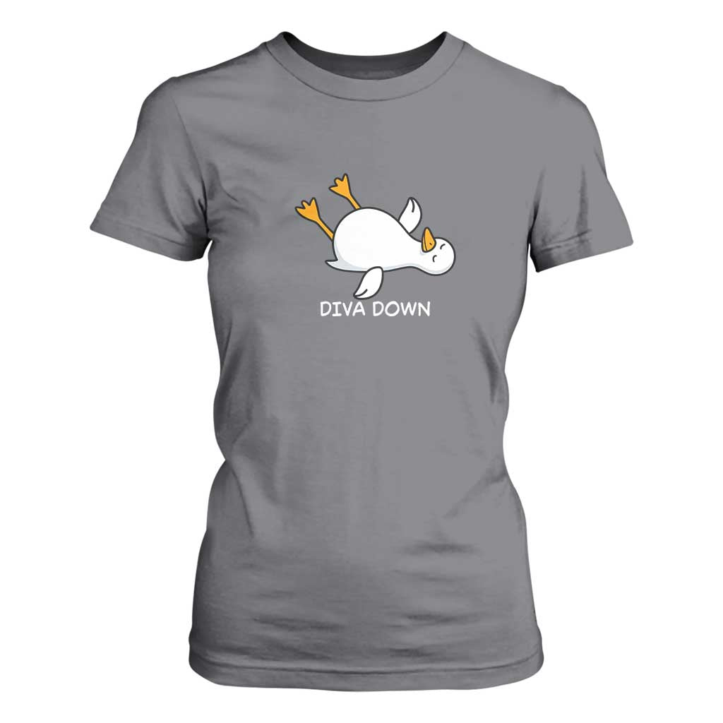 Diva Down Silly Goose T Shirt For Women Funny Sarcastic Animal Meme TS14 Charcoal Print Your Wear