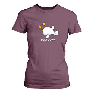 Diva Down Silly Goose T Shirt For Women Funny Sarcastic Animal Meme TS14 Maroon Print Your Wear