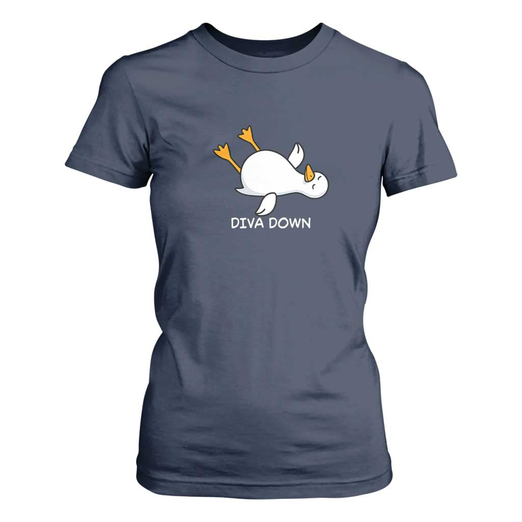 Diva Down Silly Goose T Shirt For Women Funny Sarcastic Animal Meme TS14 Navy Print Your Wear