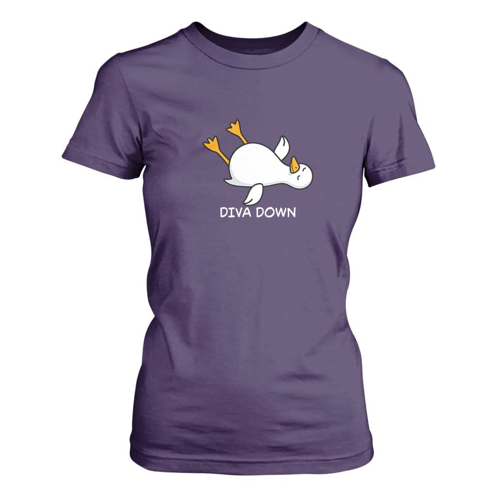 Diva Down Silly Goose T Shirt For Women Funny Sarcastic Animal Meme TS14 Purple Print Your Wear
