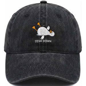 Diva Down Silly Goose Washed Cotton Baseball Cap Funny Sarcastic Animal Meme TS14 Print Your Wear