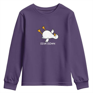 Diva Down Silly Goose Youth Sweatshirt Funny Sarcastic Animal Meme TS14 Purple Print Your Wear