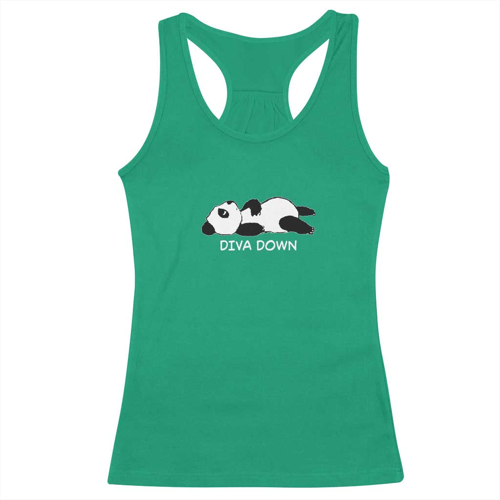 Diva Down Racerback Tank Top Funny Lazy Panda Meme TS14 Irish Green Print Your Wear