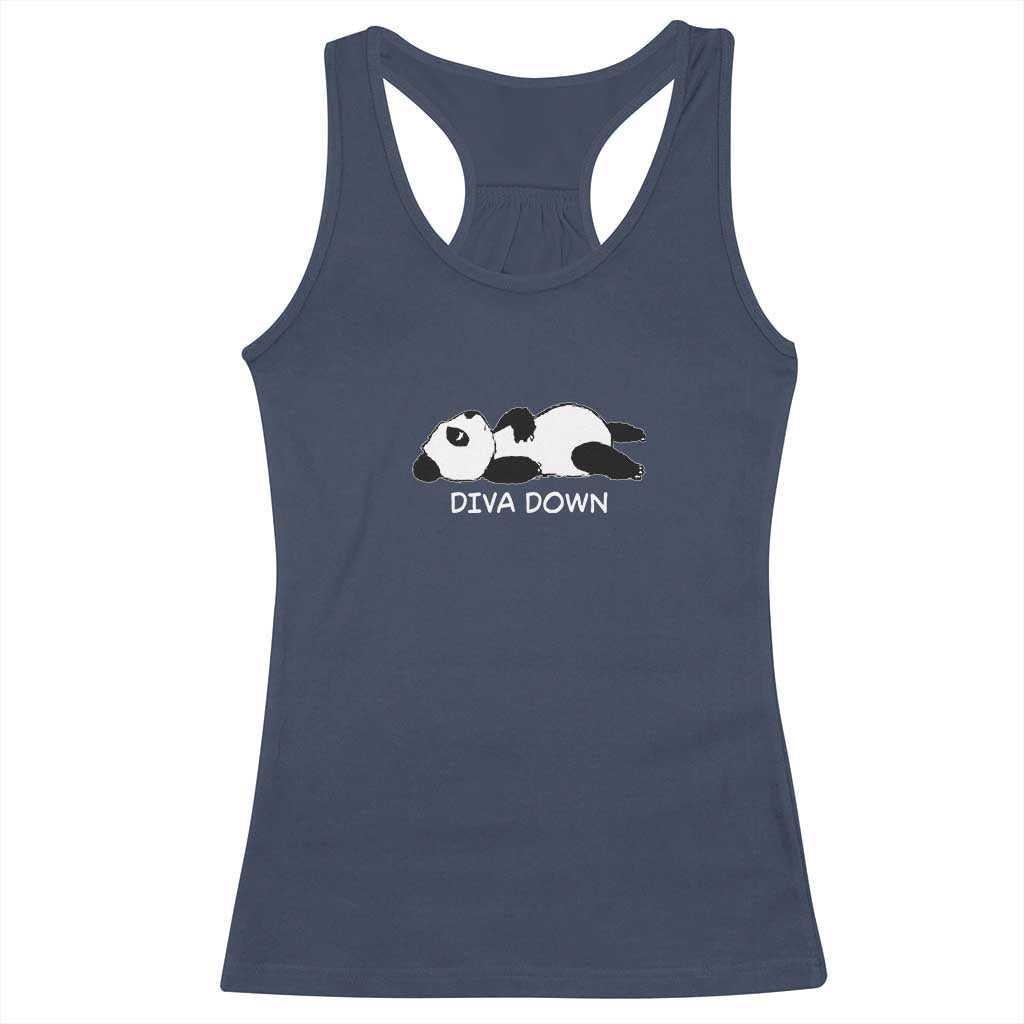 Diva Down Racerback Tank Top Funny Lazy Panda Meme TS14 Navy Print Your Wear