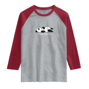 Diva Down Raglan Shirt Funny Lazy Panda Meme TS14 Heather Gray Heather Red Print Your Wear