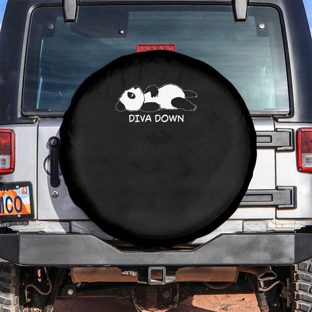Diva Down Spare Tire Cover Funny Lazy Panda Meme TS14 No hole Black Print Your Wear