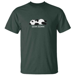 Diva Down T Shirt Funny Lazy Panda Meme TS14 Dark Forest Green Print Your Wear