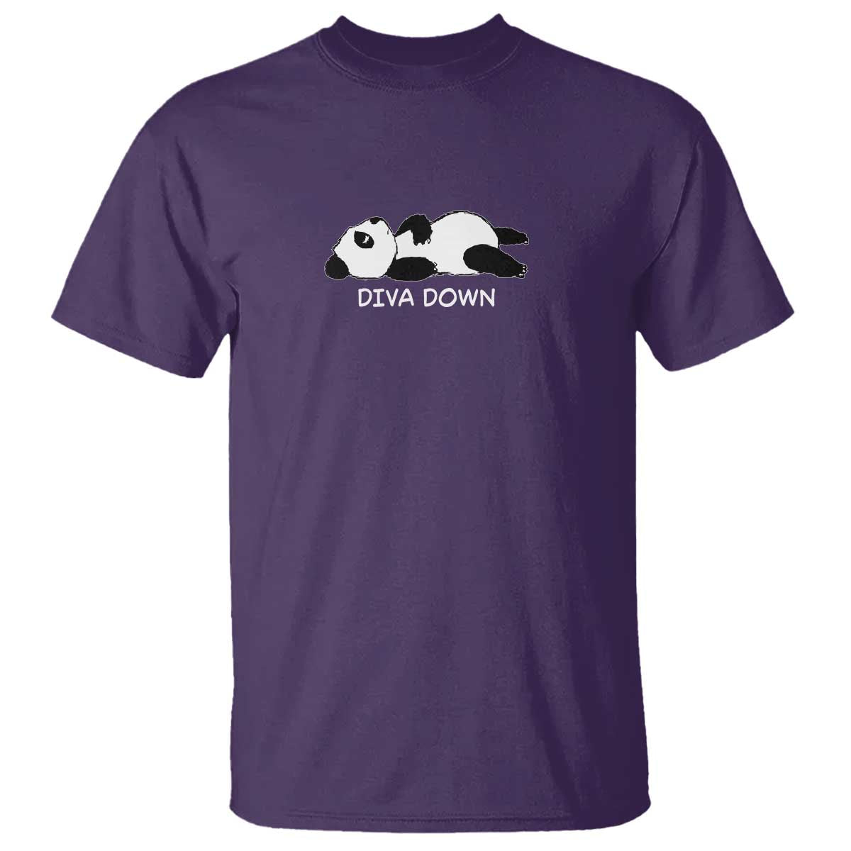 Diva Down T Shirt Funny Lazy Panda Meme TS14 Purple Print Your Wear